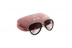 مملوكة مسبقًا Miu Miu Black SMU 03Q Round Aviator Sunglasses
