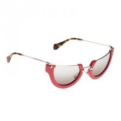 Miu Miu Red SMU11Q Semi Rimless Wink Cat Eye Sunglasses Miu