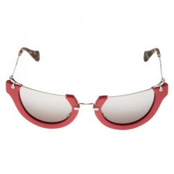 Miu Miu Red SMU11Q Semi Rimless Wink Cat Eye Sunglasses Miu