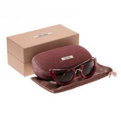 Miu Miu Red SMU11Q Semi Rimless Wink Cat Eye Sunglasses