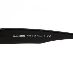 Pre Owned نظارة شمسية ميو ميو SMU 10OS بإطار جزئي عين قطة سوداء