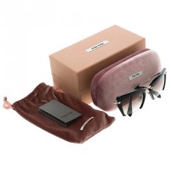 Pre Owned نظارة شمسية ميو ميو SMU 10Q مفرغة سوداء