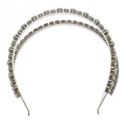 Miu Miu Classic Faux Pearl & Crystal Double Headband