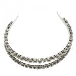 Miu Miu Classic Faux Pearl & Crystal Double Headband