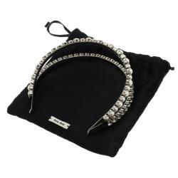 Miu Miu Classic Faux Pearl & Crystal Double Headband