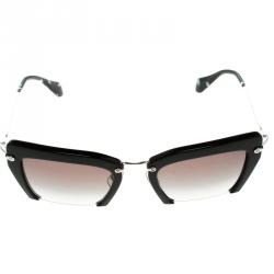 Pre Owned Miu Miu Black SMU 10Q Cut Out Sunglasses