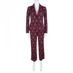 Miu Miu Fall'12 Pink Floral Printed Jacquard Pant Suit S