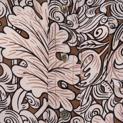 Pre Owned قميص ميو ميو حرير بني مطبوع أوراق شجر بأكمام طويلة M