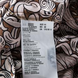 Pre Owned قميص ميو ميو حرير بني مطبوع أوراق شجر بأكمام طويلة M