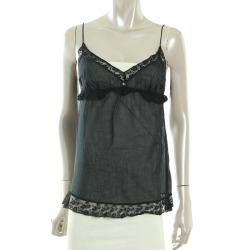 Miu Miu Black Sheer Lace Strappy Top S
