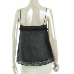 Miu Miu Black Sheer Lace Strappy Top S