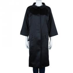 Miu Miu Black Satin Runway Coat M