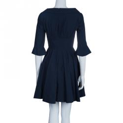 Miu Miu Navy Flared Buttondown Cotton Dress XS