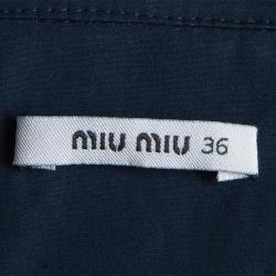 Miu Miu Navy Flared Buttondown Cotton Dress XS