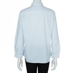 Miu Miu White Embellished Collar Long Sleeve Buttondown Cotton Shirt L