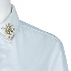 Miu Miu White Embellished Collar Long Sleeve Buttondown Cotton Shirt L