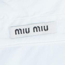 Miu Miu White Embellished Collar Long Sleeve Buttondown Cotton Shirt L