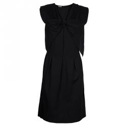 Miu Miu Black Bow Detail Sleeveless Cotton Dress L