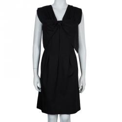 Miu Miu Black Bow Detail Sleeveless Cotton Dress L