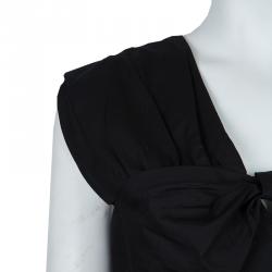 Miu Miu Black Bow Detail Sleeveless Cotton Dress L
