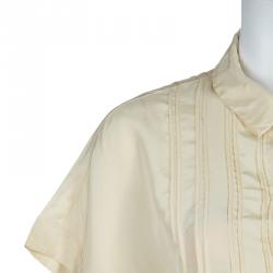 Pre Owned Miu Miu Beige Silk Pintuck Detail Shirt Dress M