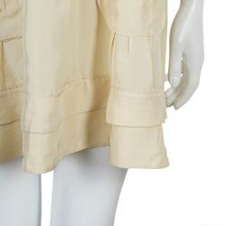 Pre Owned Miu Miu Beige Silk Pintuck Detail Shirt Dress M