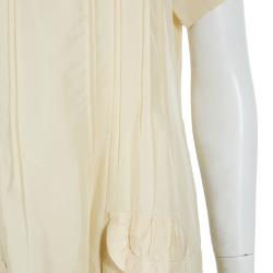 Pre Owned Miu Miu Beige Silk Pintuck Detail Shirt Dress M