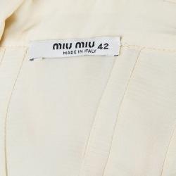 Pre Owned Miu Miu Beige Silk Pintuck Detail Shirt Dress M