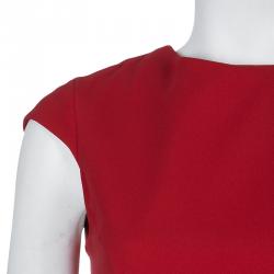 Miu Miu Red Backless Tie Detail Cap Sleeve Godet Dress S
