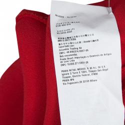 Miu Miu Red Backless Tie Detail Cap Sleeve Godet Dress S