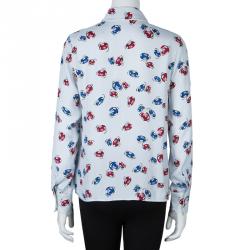 Pre Owned Miu Miu Pale Blue Poker Chips Print Long Sleeve Buttondown Shirt S