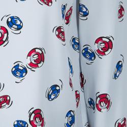 Pre Owned Miu Miu Pale Blue Poker Chips Print Long Sleeve Buttondown Shirt S