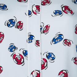 Pre Owned Miu Miu Pale Blue Poker Chips Print Long Sleeve Buttondown Shirt S