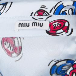 Pre Owned Miu Miu Pale Blue Poker Chips Print Long Sleeve Buttondown Shirt S