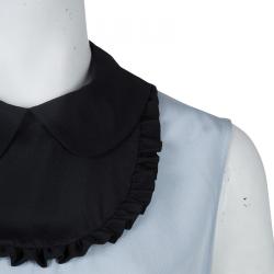 Miu Miu Grey Contrast Bib Detail Sleeveless Blouse  M