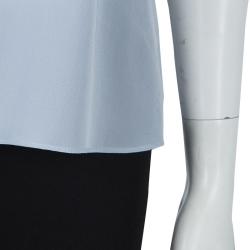 Miu Miu Grey Contrast Bib Detail Sleeveless Blouse  M
