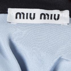 Miu Miu Grey Contrast Bib Detail Sleeveless Blouse  M