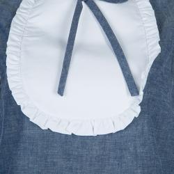 Pre Owned Miu Miu Blue Cotton Chambray Contrast Bib Sleeveless Top M