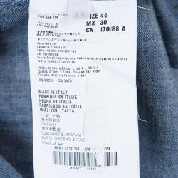 Pre Owned Miu Miu Blue Cotton Chambray Contrast Bib Sleeveless Top M