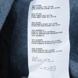 Pre Owned Miu Miu Blue Cotton Chambray Contrast Bib Sleeveless Top M