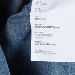 Pre Owned Miu Miu Blue Cotton Chambray Contrast Bib Sleeveless Top M