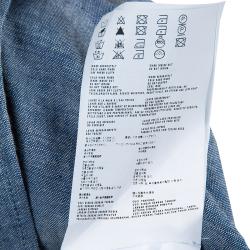 Pre Owned Miu Miu Blue Cotton Chambray Contrast Bib Sleeveless Top M