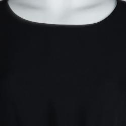 Pre Owned فستان ميو ميو أسود بطيات وحزام أكمام قصيرة S