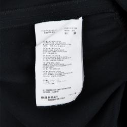 Pre Owned فستان ميو ميو أسود بطيات وحزام أكمام قصيرة S