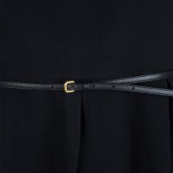 Miu Miu Black Cap Sleeve Belted Dress S