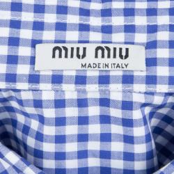 Pre Owned Miu Miu Blue Gingham Checked Long Sleeve Buttondown Cotton Shirt S