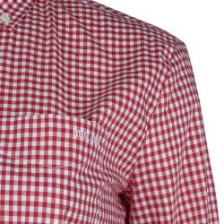 Miu Miu Red Gingham Checked Long Sleeve Buttondown Cotton Shirt S