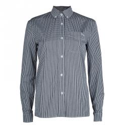 Pre Owned Miu Miu Black Gingham Checked Long Sleeve Buttondown Cotton Shirt S