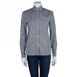 مملوكة مسبقًا Miu Miu Black Gingham Checked Long Sleeve Buttondown Cotton Shirt S
