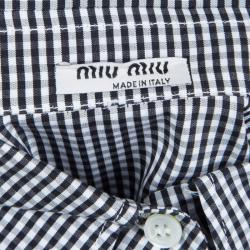 مملوكة مسبقًا Miu Miu Black Gingham Checked Long Sleeve Buttondown Cotton Shirt S